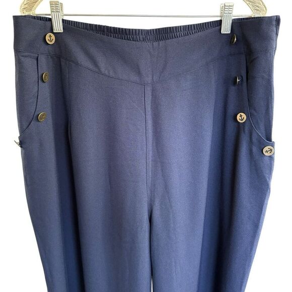 ModCloth Pants Cambridge Nautical Wide Leg Trousers Navy Sz 1X - Picture 2 of 11